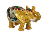 Decorative Elephant with Trinket Box I Pakistani Artisan Design I Decoration Piece Accent I Metal Stone Decor