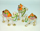 3 Piece Standing Camel Set Decoration Piece I Pakistani Artisan Design I Decoration Piece Accent I Metal Stone Decor