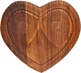 Heart - 3 Compartment - 12 inch Basket I Folding Wooden Basket I Collapsible Adjustable Basket I Decorative Rosewood color I Gift for Mom Wedding Gift Christmas