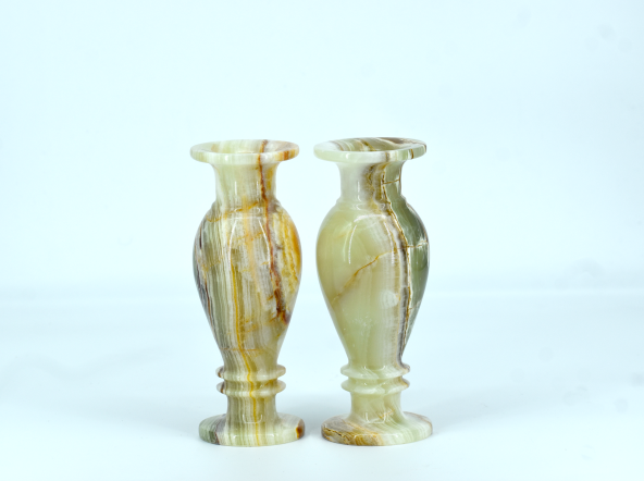 2 Piece Marble Onyx Design Vase Set - Green