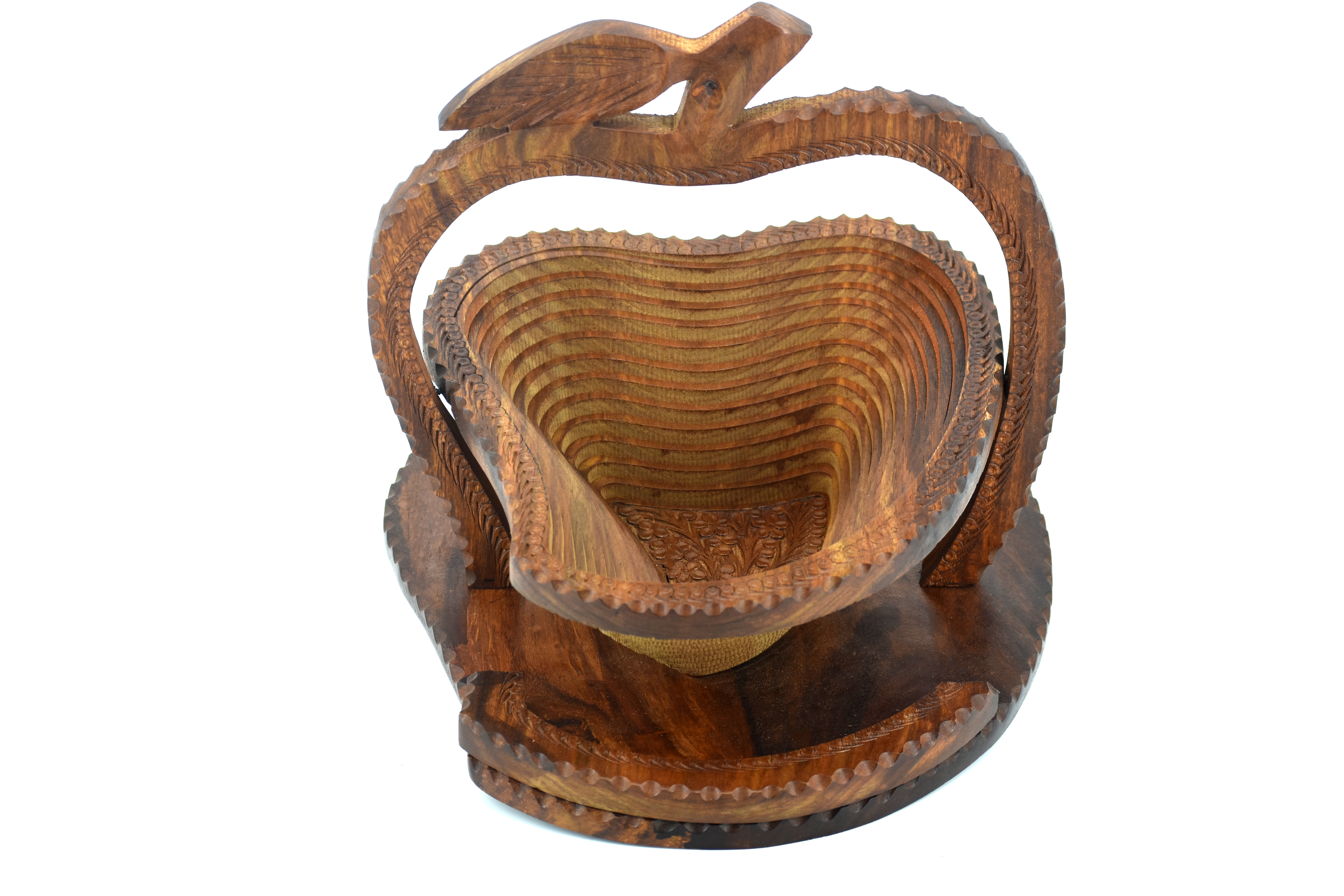 Mango - Small 1 Compartment Basket I Folding Wooden Basket I Collapsible Adjustable Basket I Decorative Rosewood color I Gift for Mom Wedding Gift Christmas