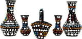 Vase with Basket Decorative Piece For Table Top Shisha Moti Craft Mirror Work [4 inches]
