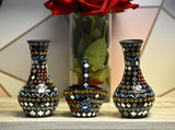 Vase with Basket Decorative Piece For Table Top Shisha Moti Craft Mirror Work [6 inches]
