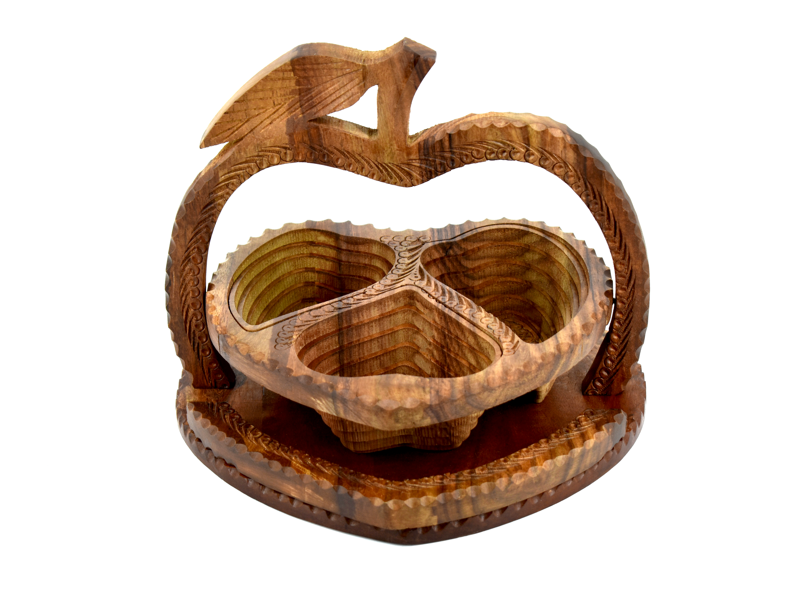 Apple - 3 Compartment Basket I Folding Wooden Basket I Collapsible Adj –  Decor In Home