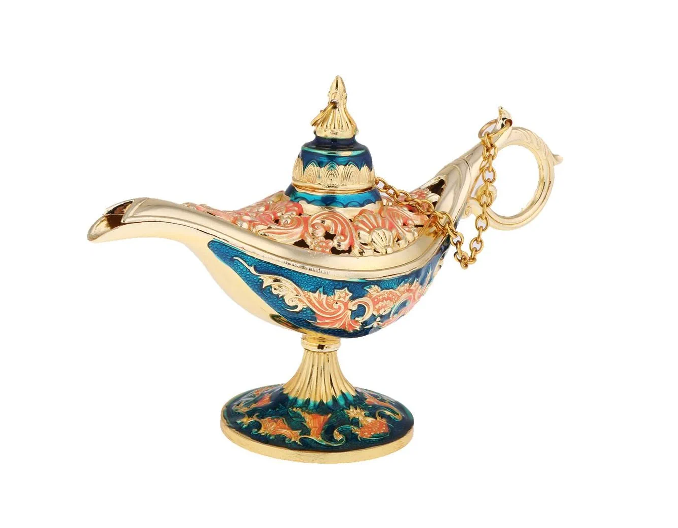 Metal Aladdin Genie Lamps Legend Aladdin Magic Lamp - Blue I Large I Pakistani Artisan Design I Decoration Piece Accent