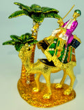 Person on Camel with Palm Trees Trinket Box Decoration Piece I Pakistani Artisan Design I Decoration Piece Accent I Metal Stone Decor