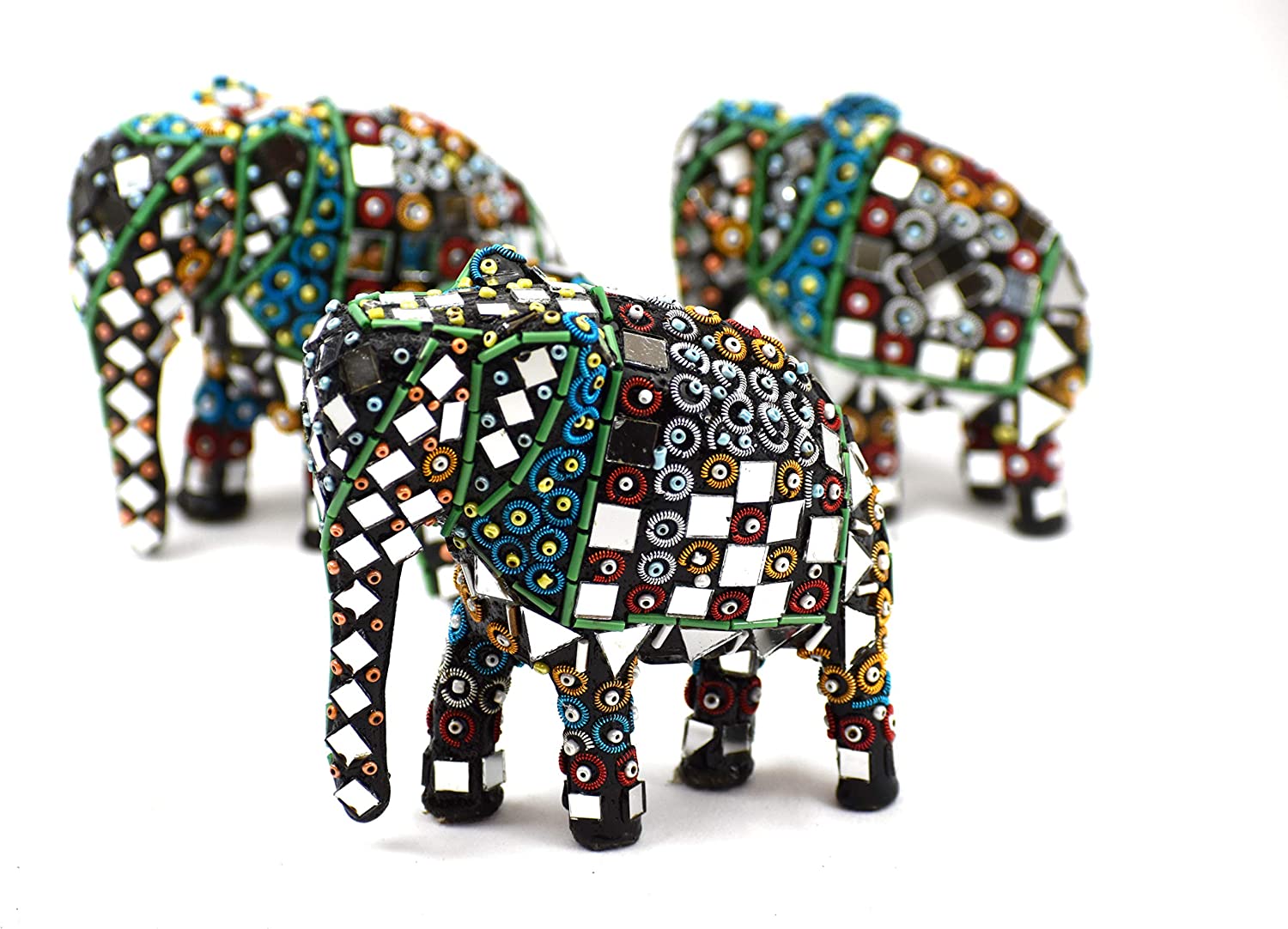 Elephant set of 4 Shisha Moti Craft Table Top Decorative Accent