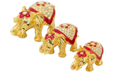 3 Piece Elephant Set with Trinket Boxes Decor I Pakistani Artisan Design I Decoration Piece Accent I Metal Stone Decor