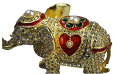 Medium Elephant with Red heart Trinket Box Decoration Piece I Pakistani Artisan Design I Decoration Piece Accent I Metal Stone Decor