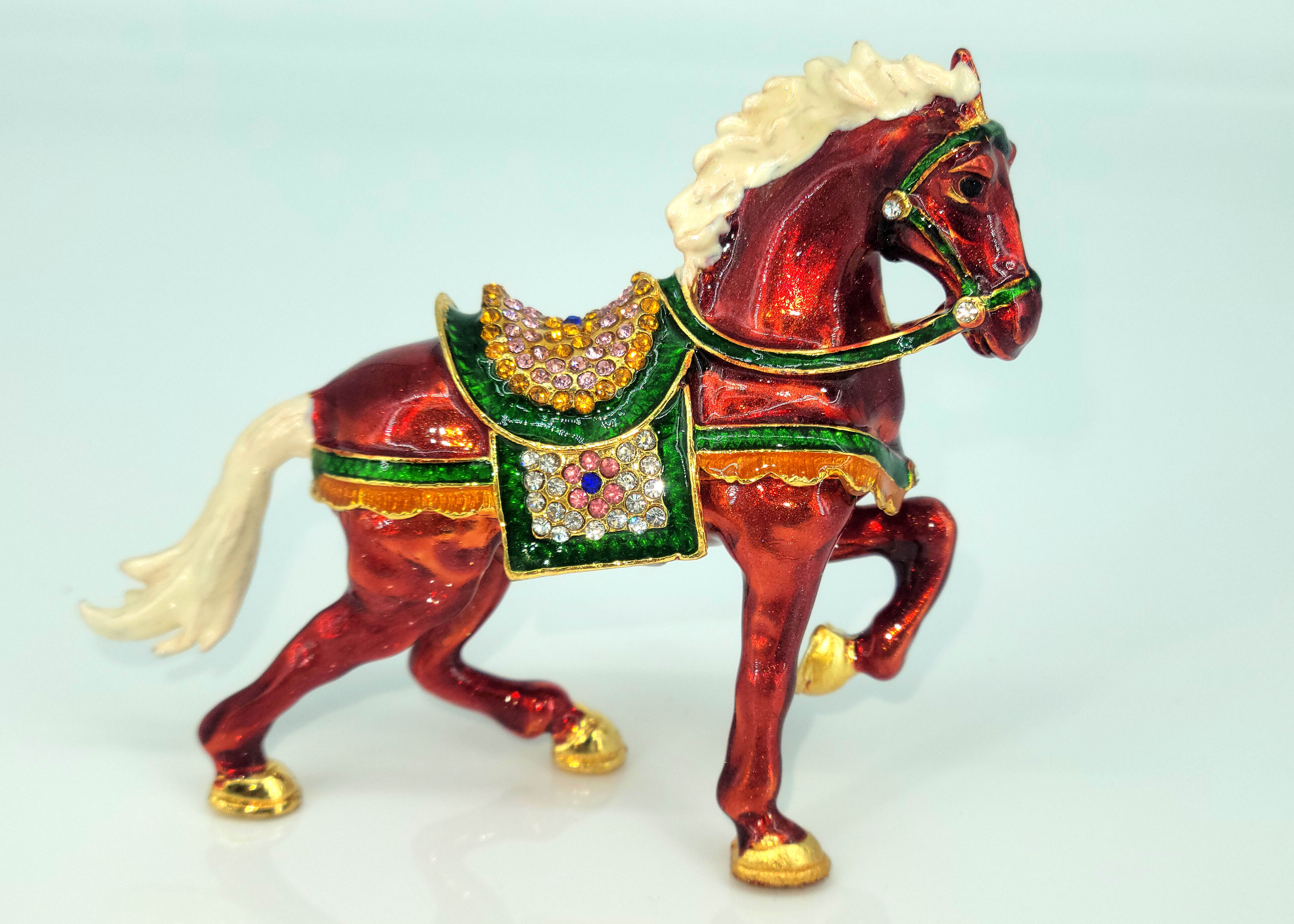 Red Running Horse Decoration Piece I Pakistani Artisan Design I Decoration Piece Accent I Metal Stone Decor