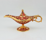 Metal Aladdin Genie Lamps Legend Aladdin Magic Lamp - Red I Medium I Pakistani Artisan Design I Decoration Piece Accent