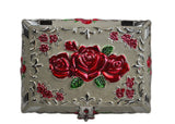 Russian Rose jewelry box I Red I Pakistani Artisan Design I Decoration Piece Accent I Metal Stone Decor