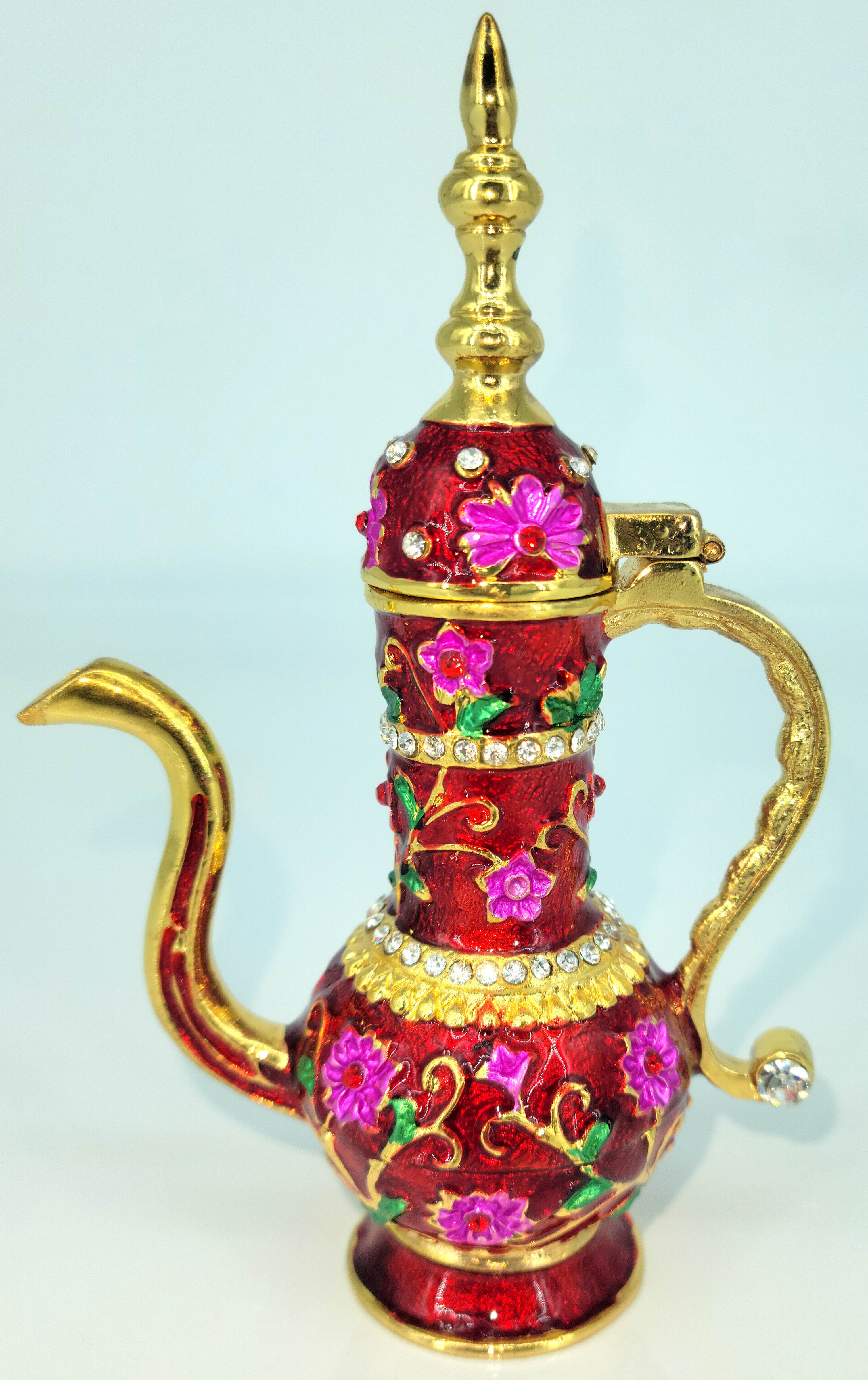 Teapot Trinket Box Decoration Piece I Pakistani Artisan Design I Decoration Piece Accent I Metal Stone Decor