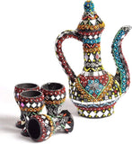 Teapot/Pitcher and Cup Decorative Set Mirror Beads Work Kitchen Decoration Handmade (9 Inches)