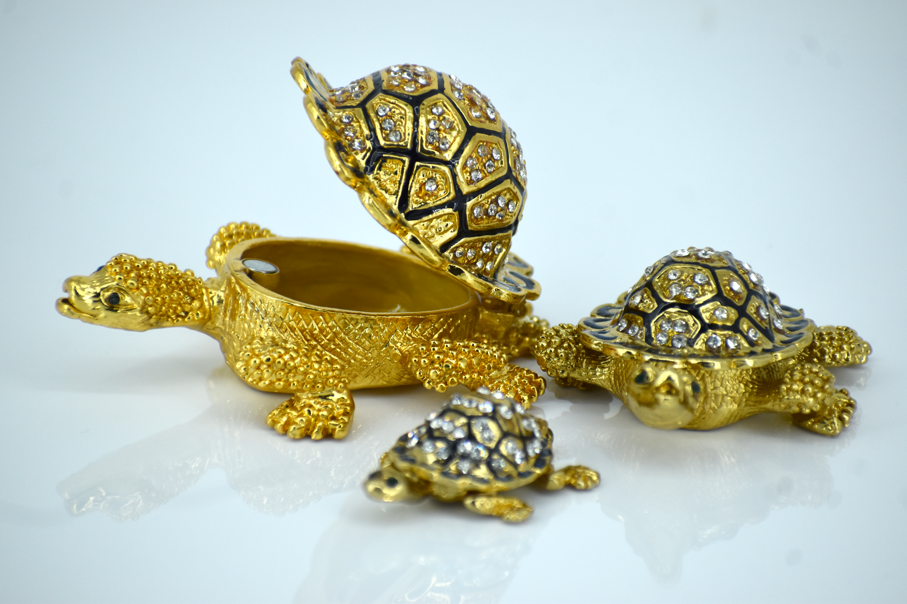 3 Piece Turtles Decor Trinket Box Set I Decoration Piece I Pakistani Artisan Design I Decoration Piece Accent I Metal Stone Decor
