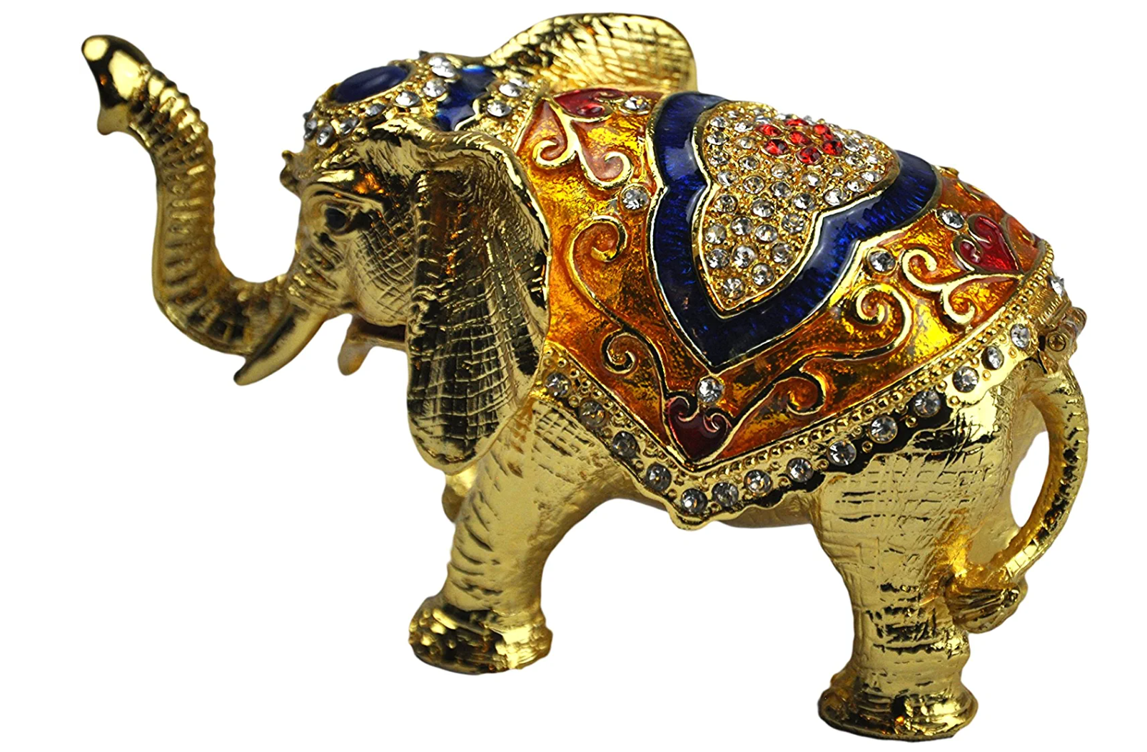 Large Decorative Elephant with Trinket Box I Pakistani Artisan Design I Decoration Piece Accent I Metal Stone Decor
