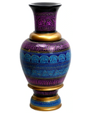 Large Laquer Art Vase - Pink and Blue I Lauqer art Craft Decorative Accent I handpainted handcrafted I Sheesham Wood ( RoseWood) I Pakistani Artisan Design
