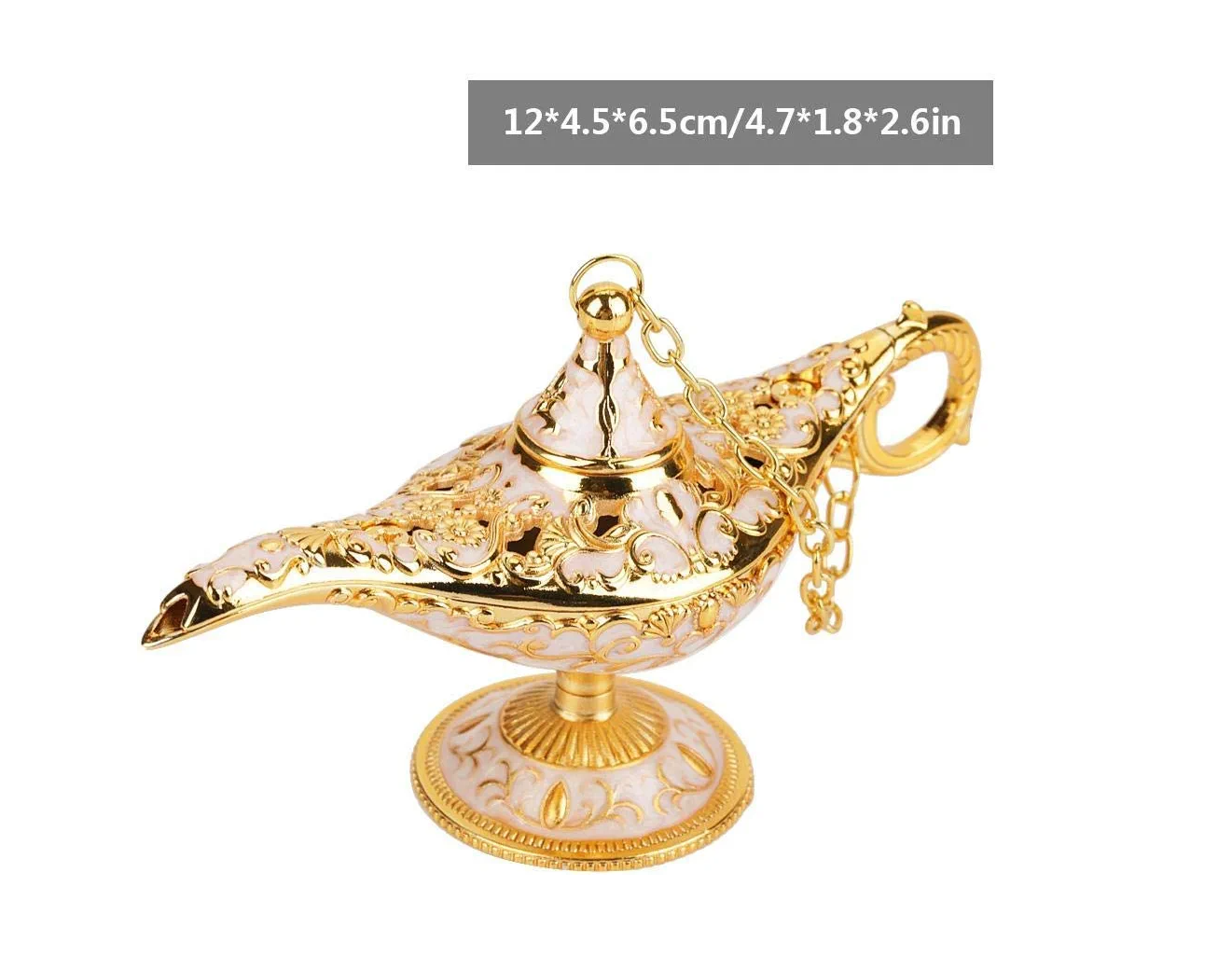 Metal Aladdin Genie Lamps Legend Aladdin Magic Lamp - White I Large I Pakistani Artisan Design I Decoration Piece Accent